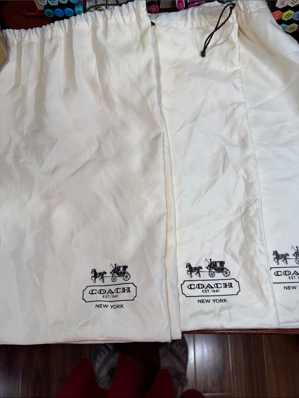 Coach Cream Satin Dustbags quantity 3
